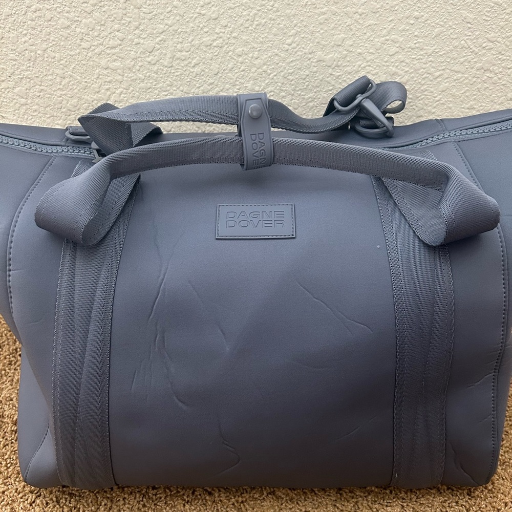 Dagne Dover Ash Blue Neoprene Duffel Bag Travel Gym Overnight Bag NWOT